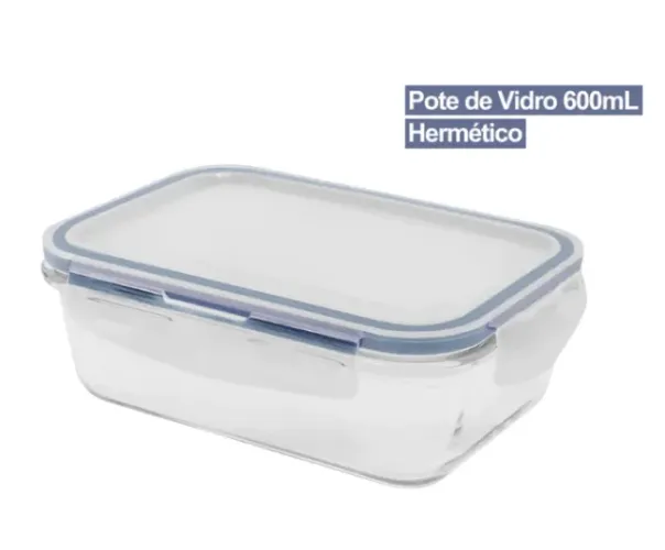 Kit 2 Potes de Vidro Hermético 600ml | Marmita | Armazenar Alimentos