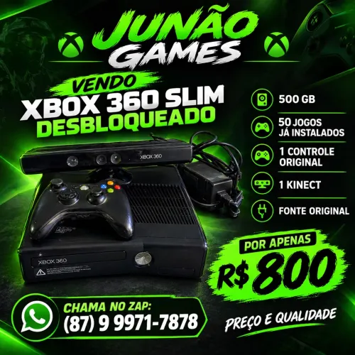 Vendo xbox360 desbloqueado com 50 jogos