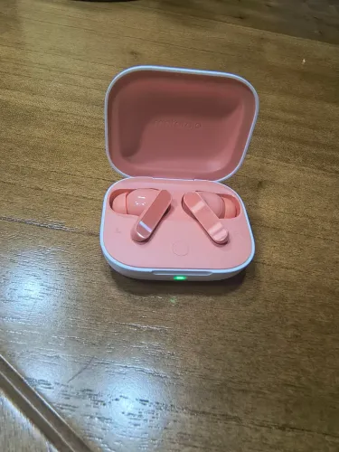 Moto buds branco e pêssego