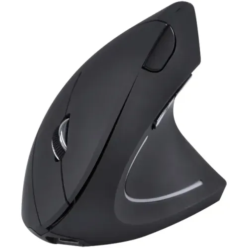 Mouse Sem Fio Recarregavel 2.4 Ghz Vertical Ergonomico Ortopedico Power Fit 1600 Dpi Preto