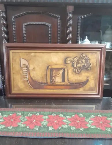Antigo par de quadros pintura em eucatex
