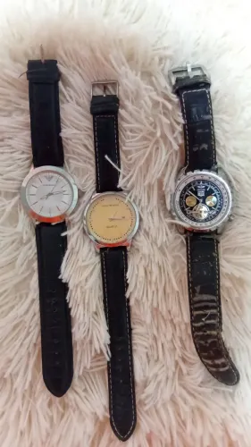 3 Relógios Masculinos Usados (Armani e Breitling) precisa trocar Bateria