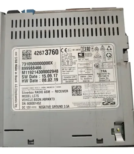 Módulo Rádio Gm Cobalt 2019 Original 42673760 Cx30 (Usado) / V12