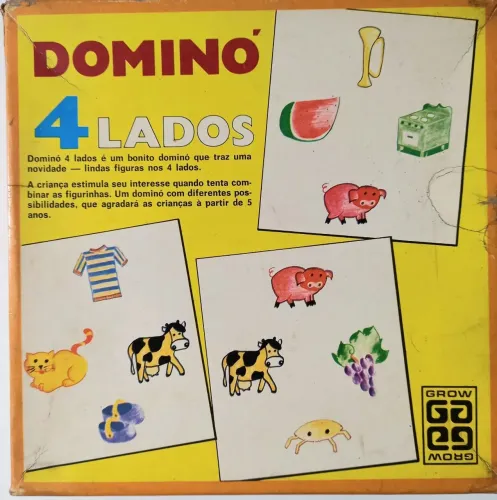 Raro Jogo d Grow Dominó 4 Lados 1980