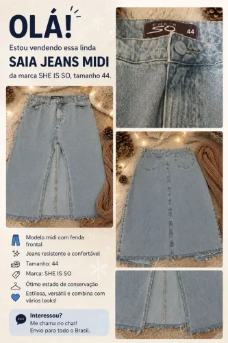 Saia jeans mid Tam 44 por 40,00