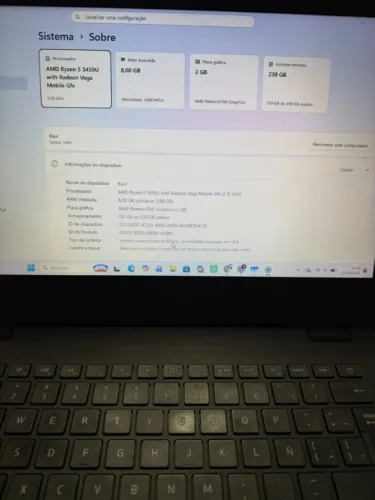 Notebook Dell Vostro 3405 Ryzen 5, 8 GB RAM e 256 SSD ? R$ 1.650