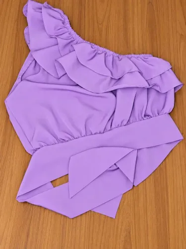 Top elegante lilás