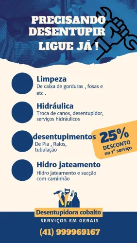 Desentupidora em Curitiba com até 25% de desconto ligue já