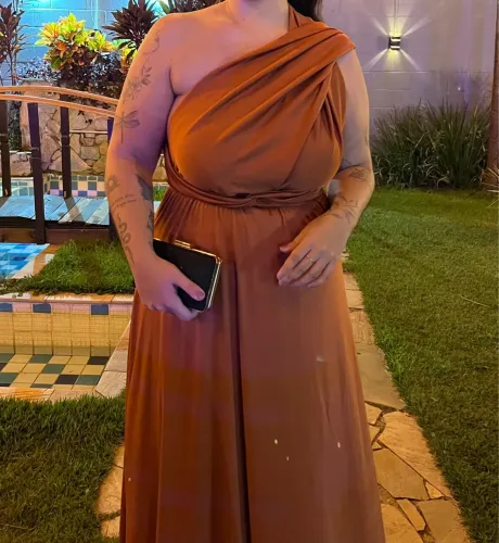 Vestido longo mil formas terracota