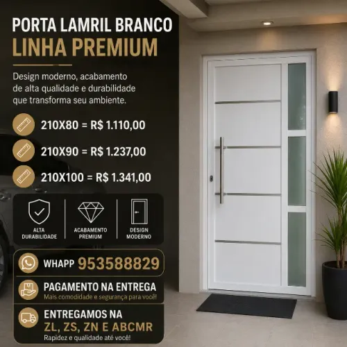 Porta Lambril 210x100Branca Linha Premium Direto da Fábrica com Pagamento na Entrega