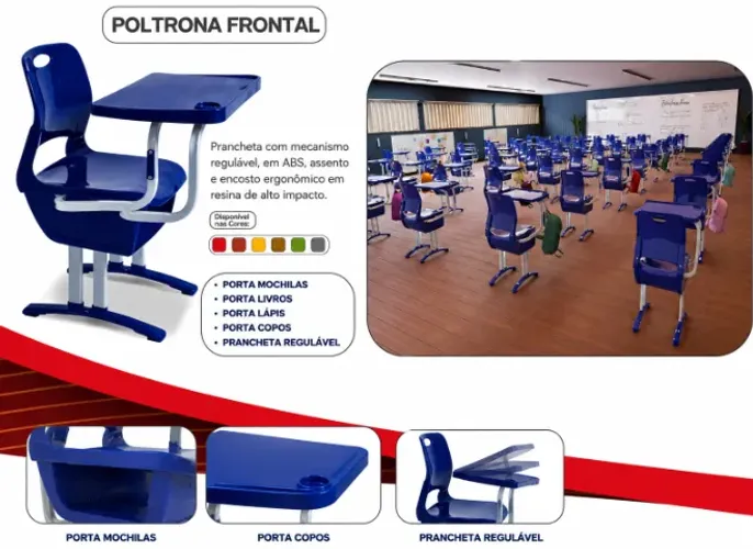 Poltrona Escolar com Prancheta Regulável