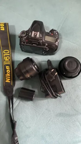 Kit Camera nikon D610 com lente 50mm, 35mm e baterias