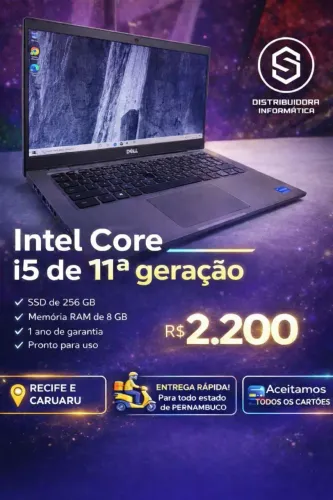 Notebook DELL i5 de 11° - 1ano de garantia 
