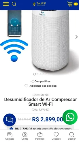 DESUMIDIFICADOR DE AR WIFI RELAXMEDIC