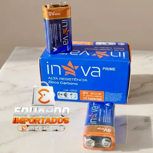 Bateria 9V Inva Prime Zinco Carbono - Alta Resistência? (Unidade)