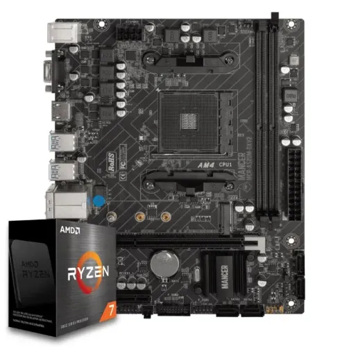 Kit Placa mãe A520 DS3H V2 e Processador Ryzen 7 5700x com Air Cooler AK400