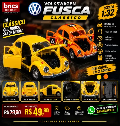 Diecast Fusca o Queridinho escala 1:32