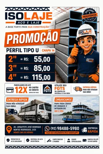 Perfil Tipo U p/ Estrutura Metálica