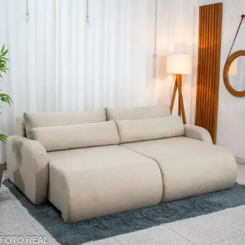 Sofá Retrátil Bellagio 2,25m Linho D33: Novo. Pronta Entrega.