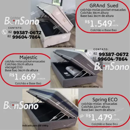 Cama baú solteiro,  base bau e colchão Bonsono pronta entrega consulte molas ou espuma 