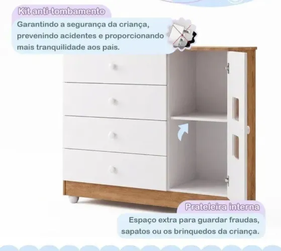Guarda roupa e cômoda de bebê