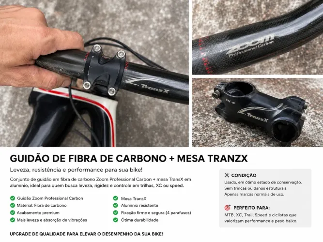 Guidão Fibra de Carbono + Mesa TranzX ? Leve e Resistente