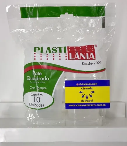 Pote quadrado com tampa 220ml