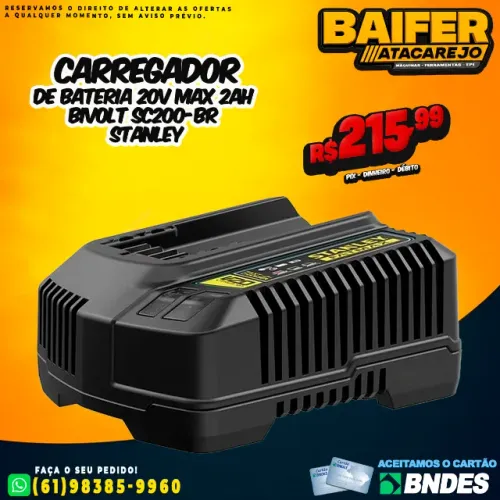 Carregador de Bateria 20V MAX 2Ah Bivolt SC200-BR Stanley