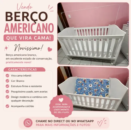 Berço americano que vira cama
