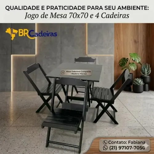 Mesa dobravel de madeira com cadeiras