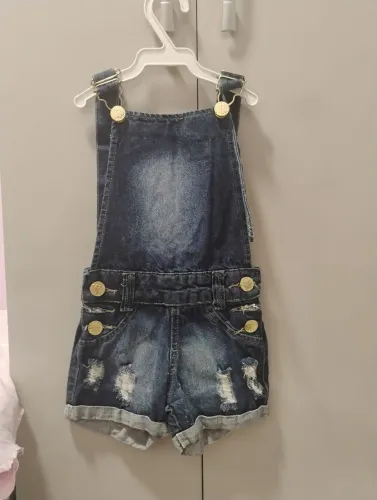 Jardineira jeans infantil feminina