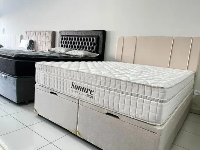 Cama Box Queen Size Com Baú Nova Molas Ensacadas Marca Maxispuma em 12x 
