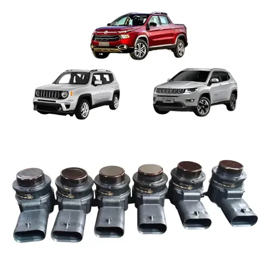 Kit 6 Sensor De Ré Estacionamento Jeep Compass Renegade Toro Marrom-escuro