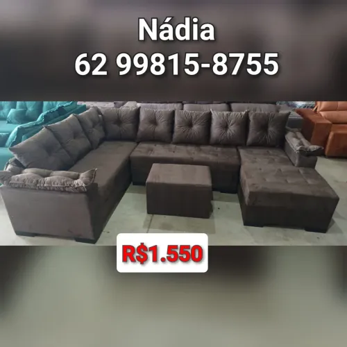 SOFÁ DE CANTO COM CHAISE MARROM