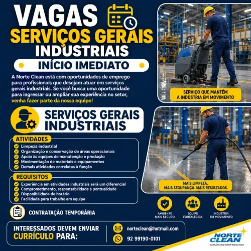 Vagas para Serviços Gerais Industriais | Início Imediato