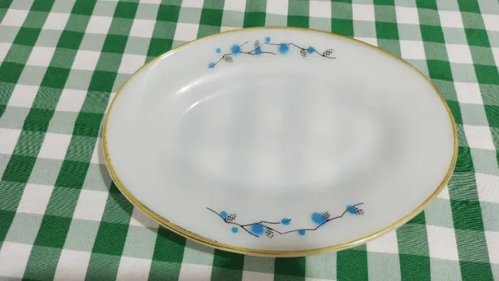 Travessa 30 Cm Antiga Termo Rey Galhos Flores Azuis (Usado)