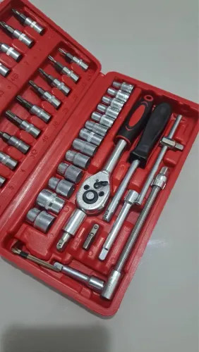 Kit Chaves Jogo Catraca Reversível Soquetes 46 Peças Maleta