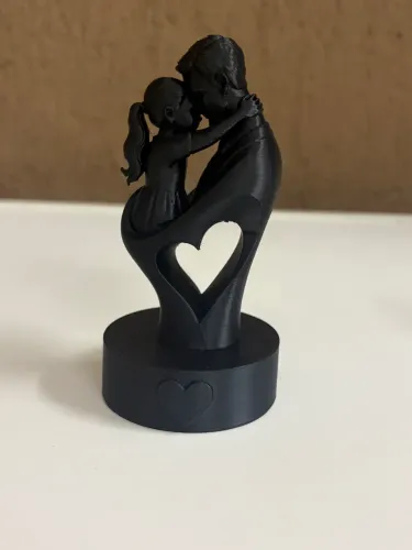 Escultura Preta Pai e 1 Filha Enfeite Decoração