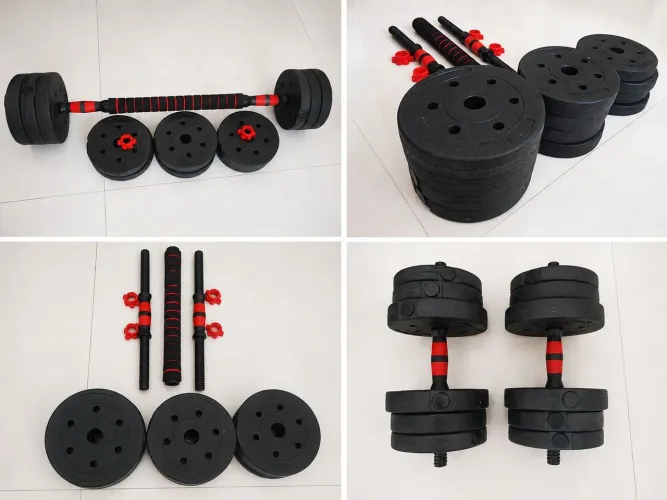 KIT HALTERES AJUSTÁVEIS - 20KG - 6 EM 1 - FITNESS
