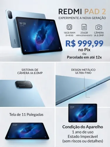 Tablet Xiaomi Redim Pad 2 - 256gb zeradoo
