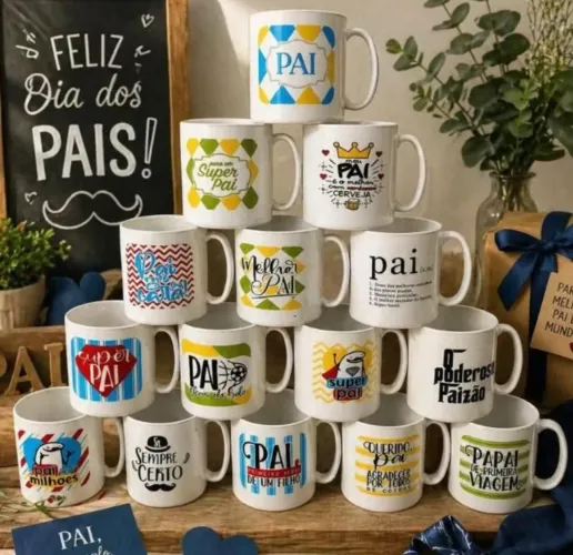 Canecas 450ml Sortidas Plásticas Dia dos Pais Presente Lembrancinha.