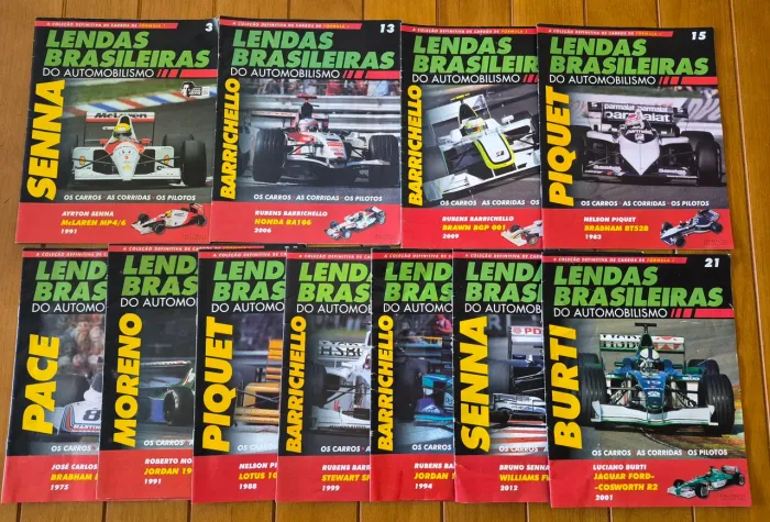 Lote 11 Fascículos Fórmula 1 Pilotos Brasileiros Ayrton Senna Piquet Fittipaldi