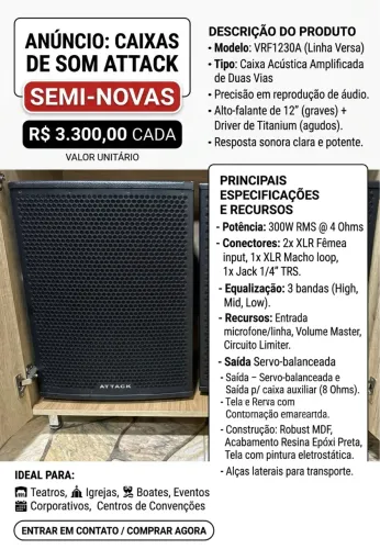 Caixa de som Attack VRF1230A / Valor unitário 