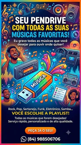 Pendrive de Músicas Personalizado - Você Escolhe a Playlist!