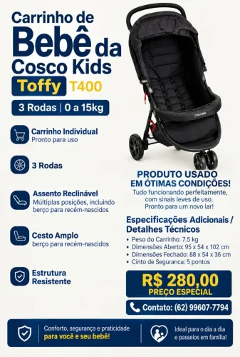 Carrinho de Bebê Cosco Kids Toffy