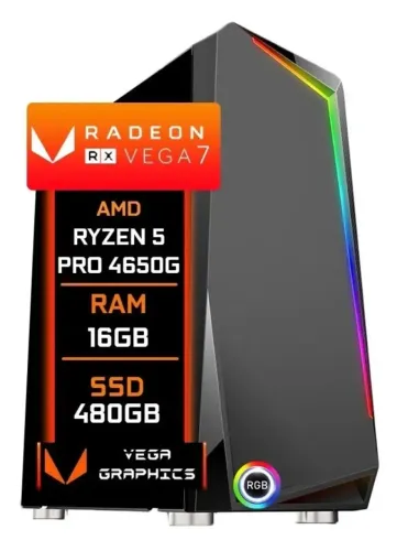 Pc Gamer Completo Amd Ryzen5 Pro 4650g 16gb Vega 7 Ssd 480gb