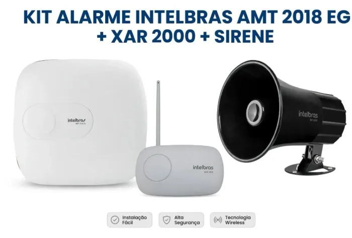 Kit Alarme Intelbras AMT 2018 EG + XAR 2000 + Sirene Usado*
