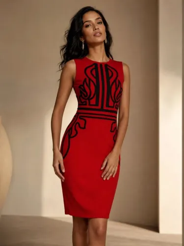 Vestido Feminino Vermelho Elegante - Novo