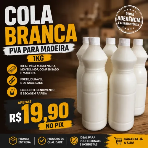 Cola Branca PVA para Madeira 1kg - R$ 19,90