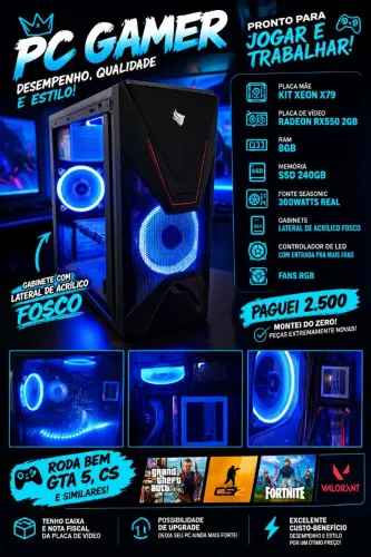 Pc gamer roda gta5 CS valorant troco em videogame